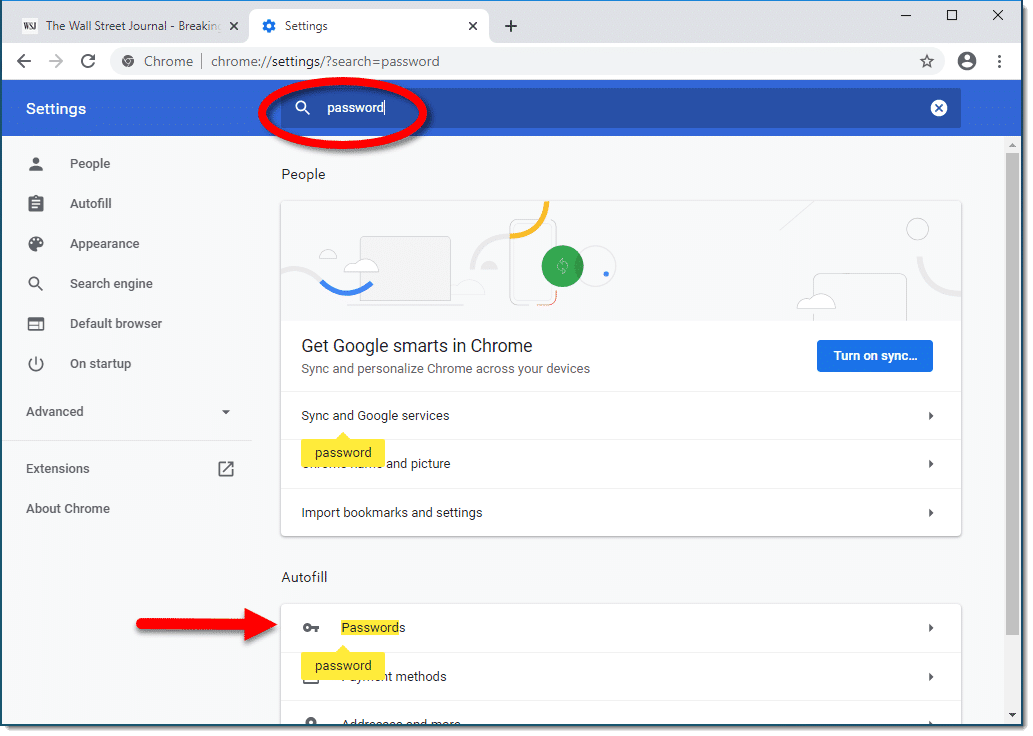 manage passwords on google chrome