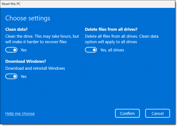 Clean data options.