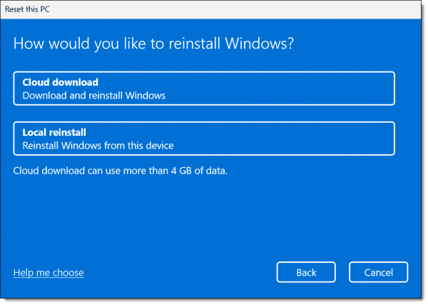 Cloud or Local reinstall?