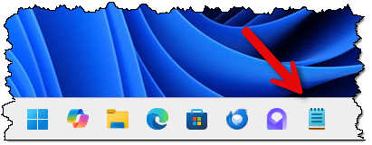 Notepad pinned to the Windows taskbar.