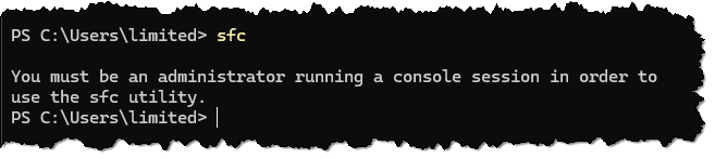 SFC needs admin access.