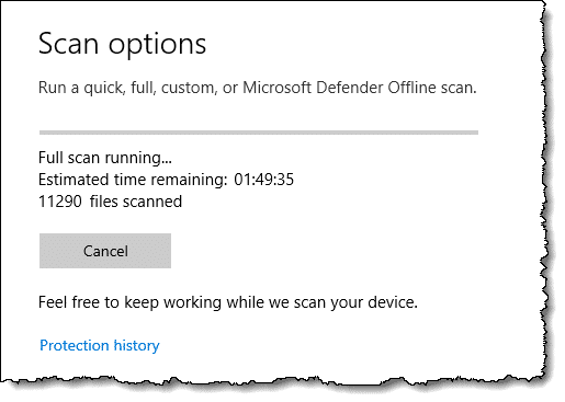 Windows Security - Scan running