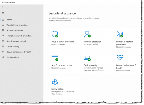 Windows Security - Security at a glance