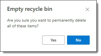 Emptying the recycle bin