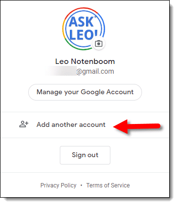 Adding another account in Google