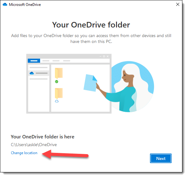 OneDrive change location