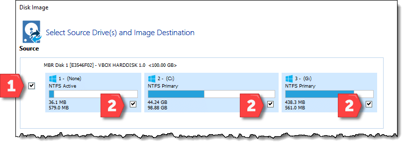 Partitions displayed in Macrium Reflect.
