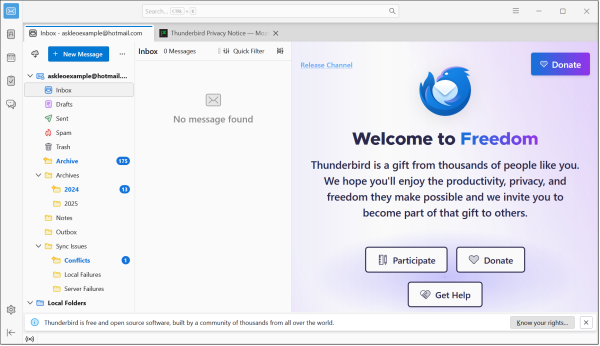 askleoexample@hotmail.com in Thunderbird. Click for larger image. (Screenshot: askleo.com)