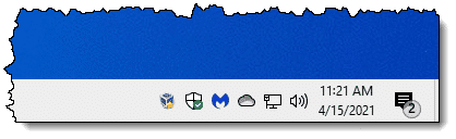 Taskbar notification area with more icons.