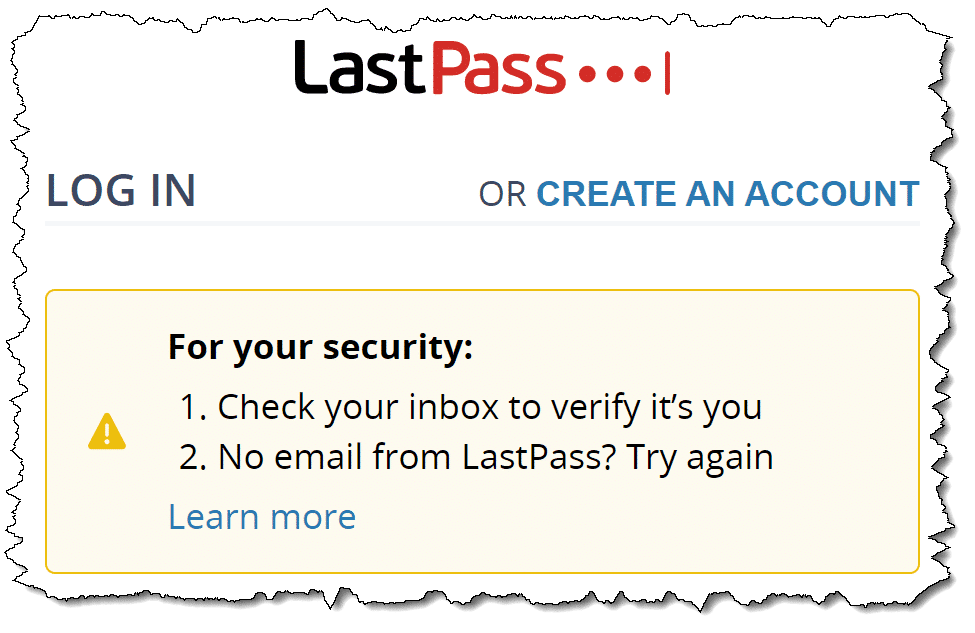 The LastPass message