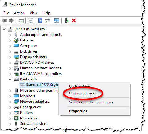 Device Manager - Uninstall Device