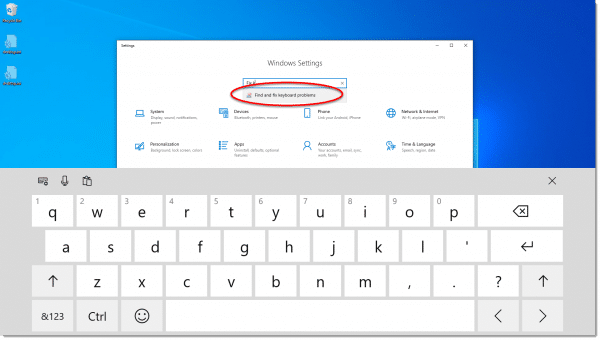 "Fix keyboard" settings search.
