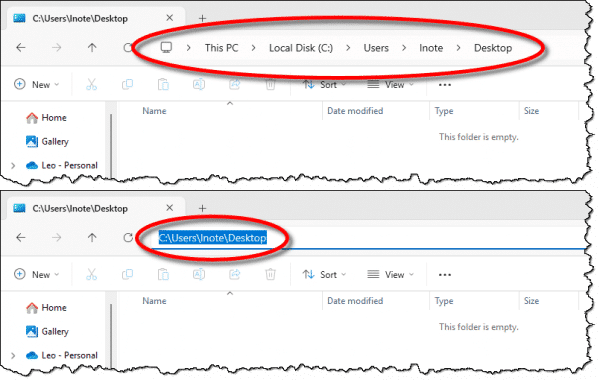Full Path in Windows File Explorer