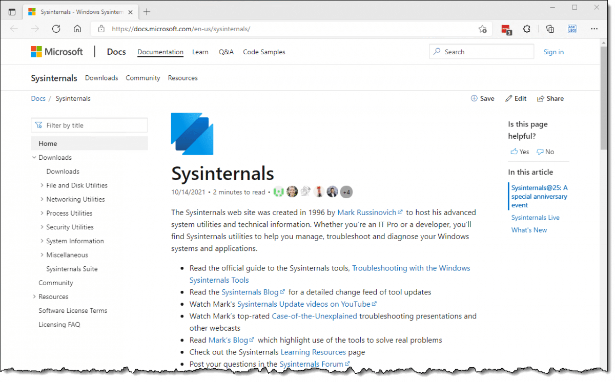 The Sysinternals Web Page.