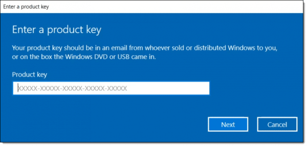 Enter your product key.