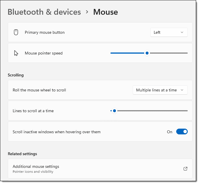 Mouse Device Settings