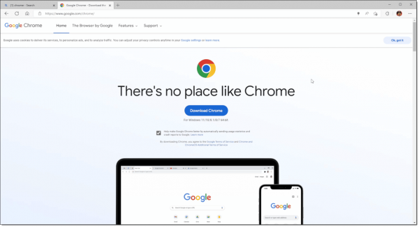 Google Chrome download page.