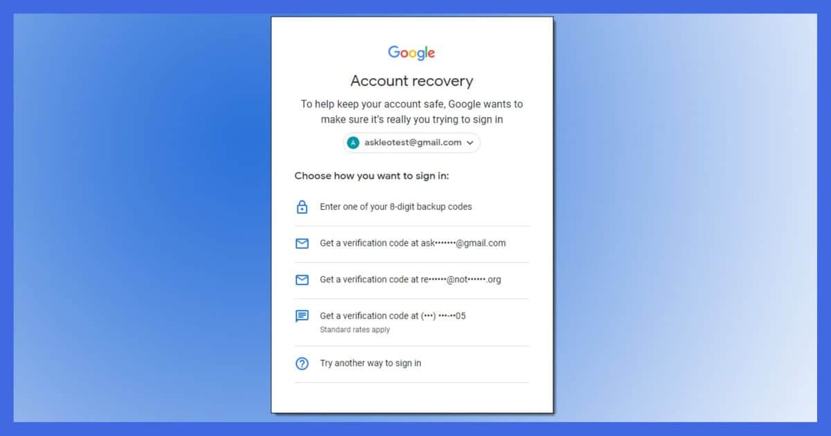 Some Gmail Account Recovery Options