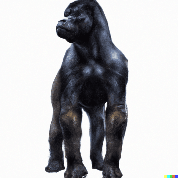 DALL-E result for "photo-realistic black dog gorilla hybrid"