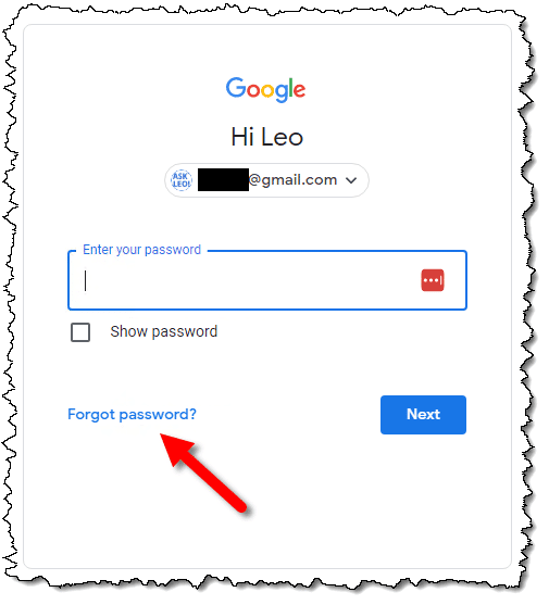 The forgot password link.