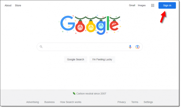 Google search page, not signed in.