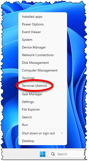 Running an Admin command prompt.
