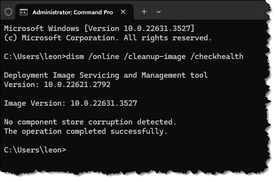 DISM Checking Health.