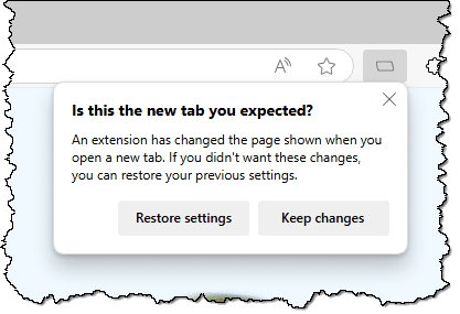 New tab warning.