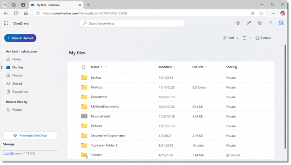"My Files" in OneDrive