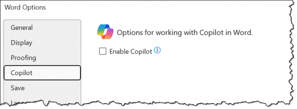 Enable Copilot option in Microsoft Word.