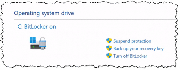 BitLocker is on.