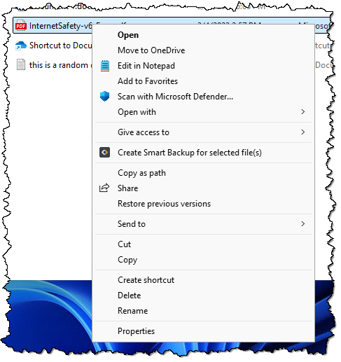 Windows 11 File Explorer Old Right-Click Menu.