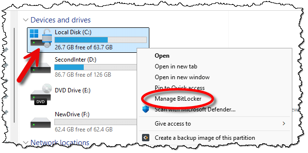 Bitlocker in Windows 11 Pro