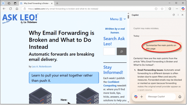 CoPilot summary of one of my articles.