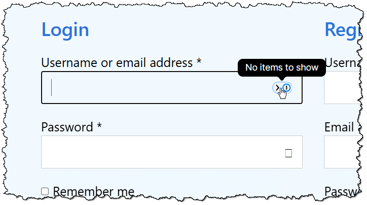 Password manager with nothing to fill.