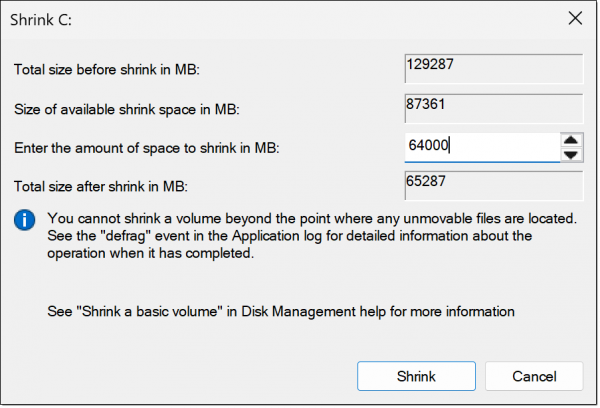 Choosing the amount to shrink.