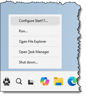 Start11 Configure link.