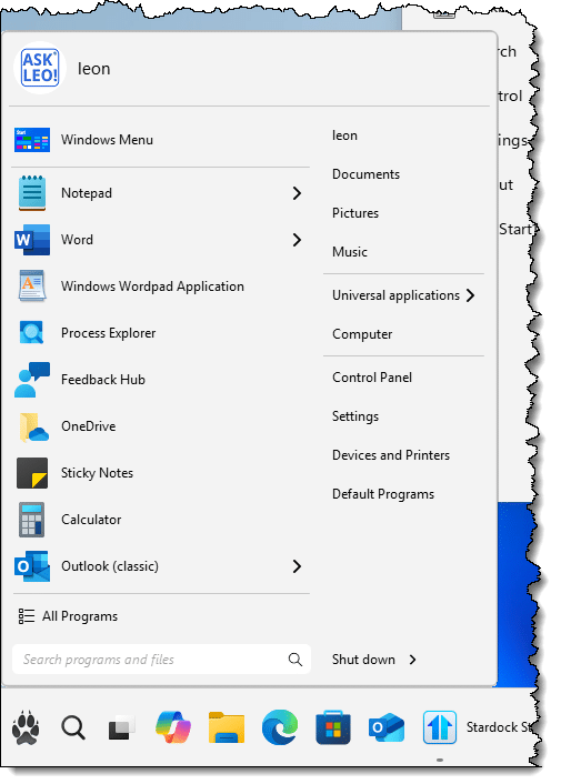 Start11 Modern Style Start menu