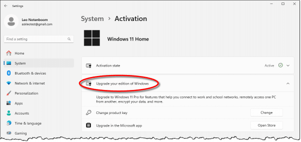 Windows 11 Upgrade option.