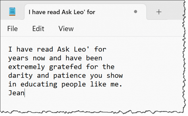 Captured text.