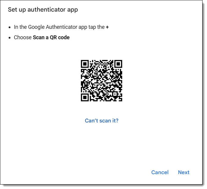 A two-factor authentication QR code.