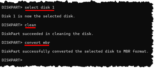 Converting to MBR partition style.