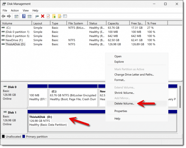 Removing a partition.