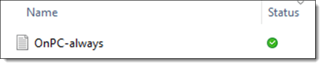 A file that is always completely downloaded and available on the PC.