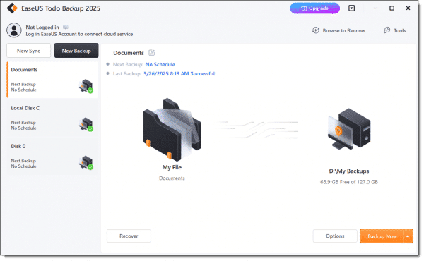 EaseUS Todo main interface.