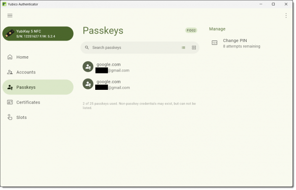 Yubico Authenticator - Passkeys