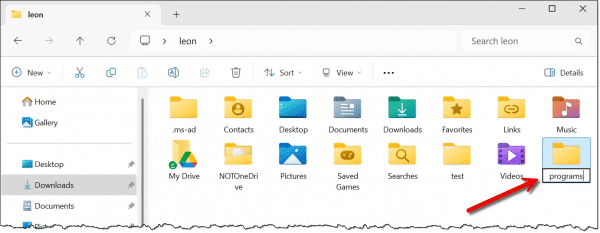 Creating a new folder.