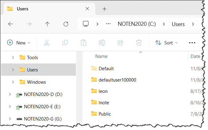 User folders on my machine.