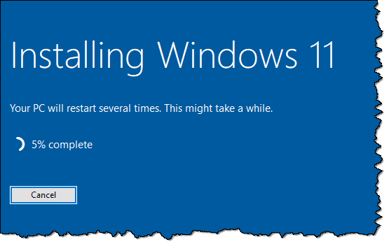 Windows 11 Upgrade underway.