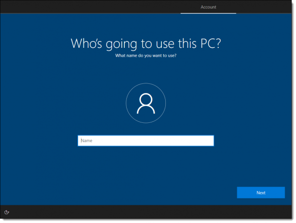 Who's going to use this PC?What name do you want to use?